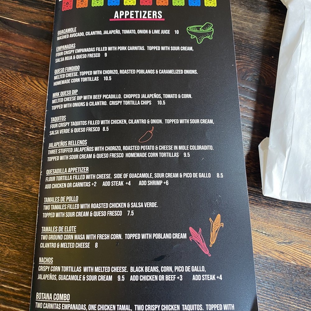 Appetizer menu Appetizer menu