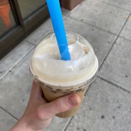 Iced latte with iced espresso cubes
