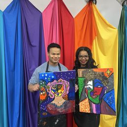 Paintings were created while being instructed on Picasso's cubism style!