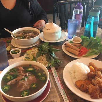 Pho Noodle House - Rare steak pho, coconut juice, chicken egg rolls, & orange chicken - Thai Near Me - Placentia, California
