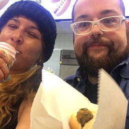 Yogurt on a cone and Veggie Hot dogs