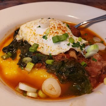 The Dizzy Hen - Pork ragu over grits. Amazing!!! - Breakfast & Brunch Near Me - Philomath, Oregon