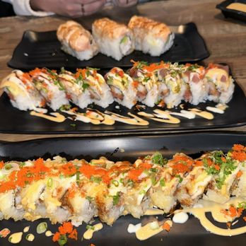 Aloha Sushi - Bottom to top- red hot mama, honeymoon, lion king - Sushi Bars Near Me - Folsom, California