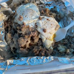 Oak Grove Tavern - Grove Special (biscuits, hash browns, over easy egg, sausage and gravy)