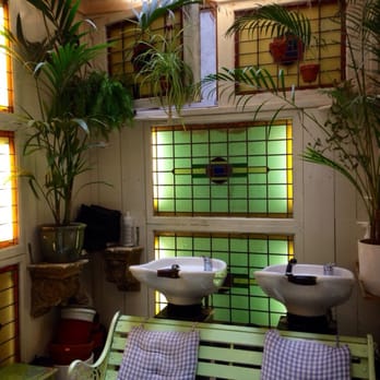 Wild Romance - This is where they rinse your hair! Beautiful, isn't it? And don't forget to notice the funky chandeliers. - Hair Salons Near Me - Amsterdam, New Hampshire