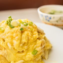 SomTum Thai Kitchen - Our fluffy Crab Omelette now comes with fried rice AND rice soup on the side "Lunch Special"