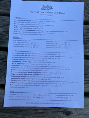 Menu photo 1 Nevill Crest & Gun Tunbridge Wells, KEN Menu photo 1 Nevill Crest & Gun Tunbridge Wells, KEN