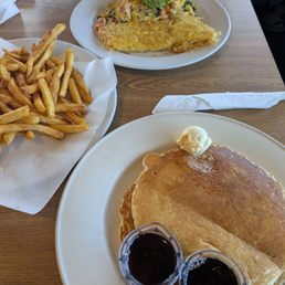 California omelette, with hash browns and toast. California omelette, with hash browns and toast.