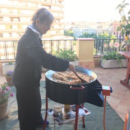 Teacher chef Marta cooking the important sofrito Teacher chef Marta cooking the important sofrito