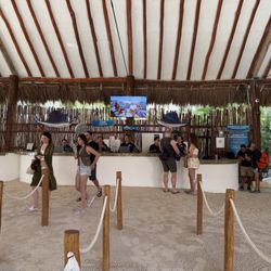 Maroma Beach - Desks where you get your activity wristband.