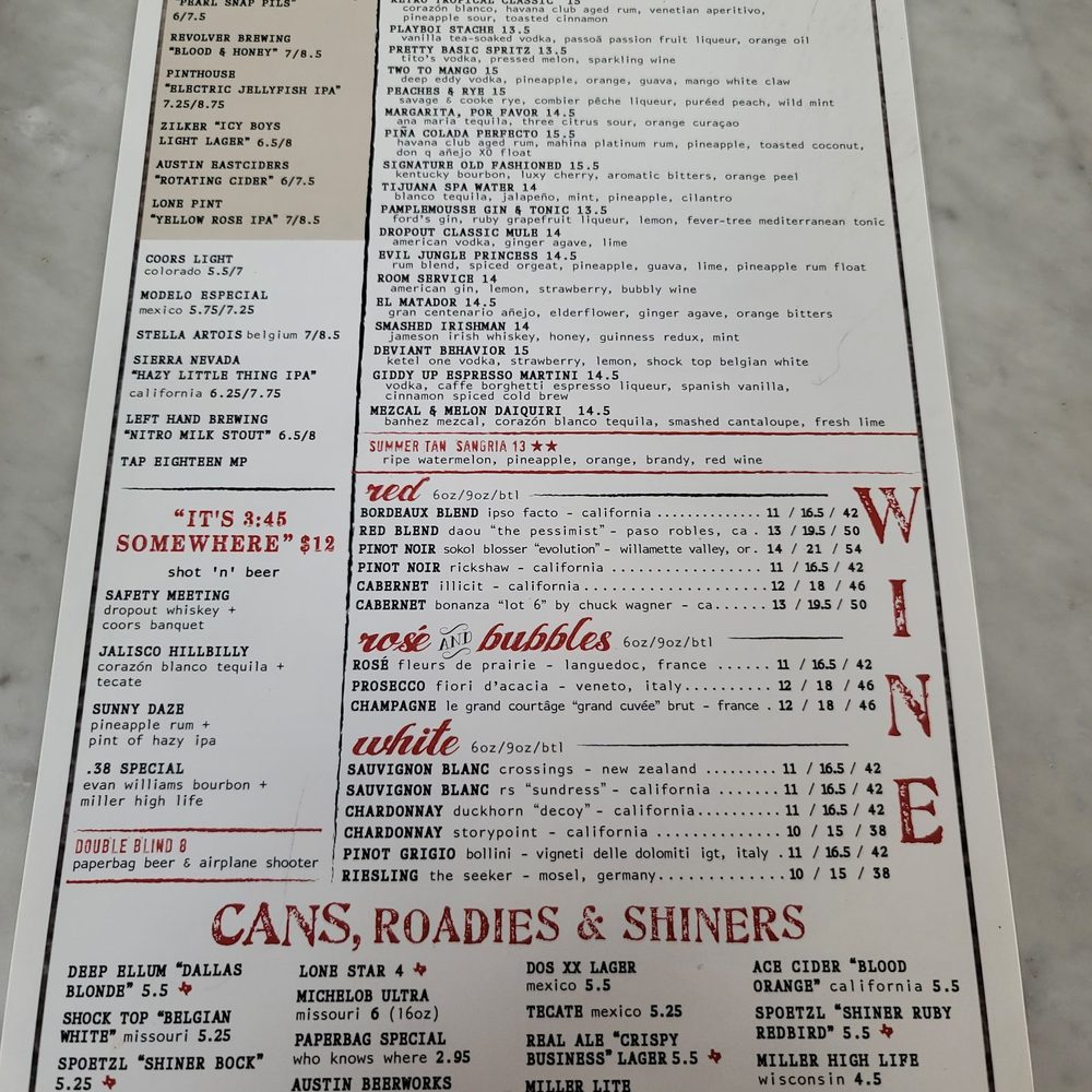 Culinary Dropout - Menu - New American Near Me - Austin, Texas