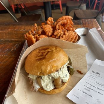 Social Burger - Steak and cheese burger with Sweet Potato Fries - Burgers Near Me - Vienna, Virginia