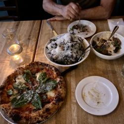 Pizza Margarita and salad