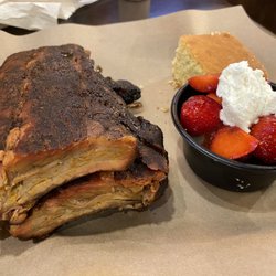 Mission BBQ - Yummy ribs that look spicy but thankfully are not spicy.