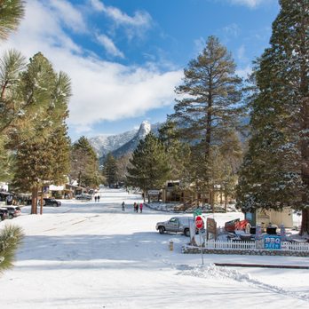 Middle Ridge Winery - Winter in downtown Idyllwild.  Middle Ridge is on the right-hand side of the street just beyond the tall pine tree. - Wine Tasting Room Near Me - Idyllwild, California