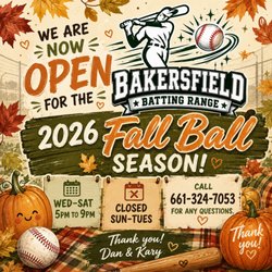 Bakersfield Batting Range - BBR is open for Fall Ball