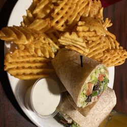 Frailey's Southtown - Veggie wrap with waffle fries for