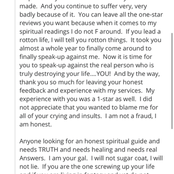 Rev. Shamalah-Allah - Her response to me that she deleted. Proceed with caution - Psychics Near Me Rev. Shamalah-Allah - Her response to me that she deleted. Proceed with caution - Psychics Near Me
