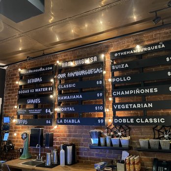 Hamburguesa - a menu on a brick wall - Burgers Near Me - Carlstadt, New Jersey Hamburguesa - a menu on a brick wall - Burgers Near Me - Carlstadt, New Jersey