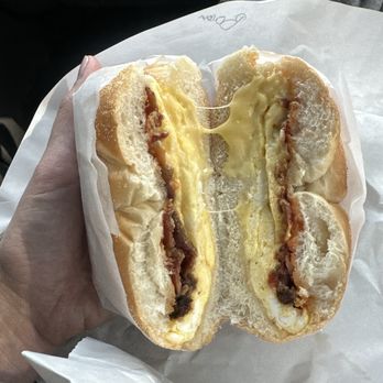 Pasaquina Deli - Scrambled eggs, bacon, cheese, ketchup, on a roll! - Breakfast & Brunch Near Me - Deer Park, New York Pasaquina Deli - Scrambled eggs, bacon, cheese, ketchup, on a roll! - Breakfast & Brunch Near Me - Deer Park, New York