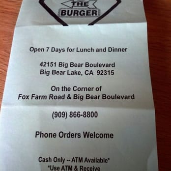 Get The Burger - Menu- FYI CASH ONLY - Burgers Near Me - Big Bear Lake, California Get The Burger - Menu- FYI CASH ONLY - Burgers Near Me - Big Bear Lake, California
