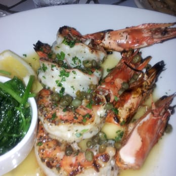 Kyma - Prawns with capers. Substitued kale for spinach - Greek Near Me - Atlanta, Georgia