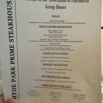 Hyde Park Prime Steakhouse - Dinner menu - Steakhouses Near Me - Pittsburgh, Pennsylvania Hyde Park Prime Steakhouse - Dinner menu - Steakhouses Near Me - Pittsburgh, Pennsylvania