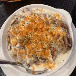 Baked Chicken with Cheese in spinach cream sauce