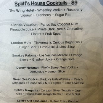 Spliff's Gastropub - Cocktail Menu - Beverage Store Near Me - Jacksonville, Florida
