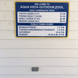 Aqua Vista Pool - Fees and hours