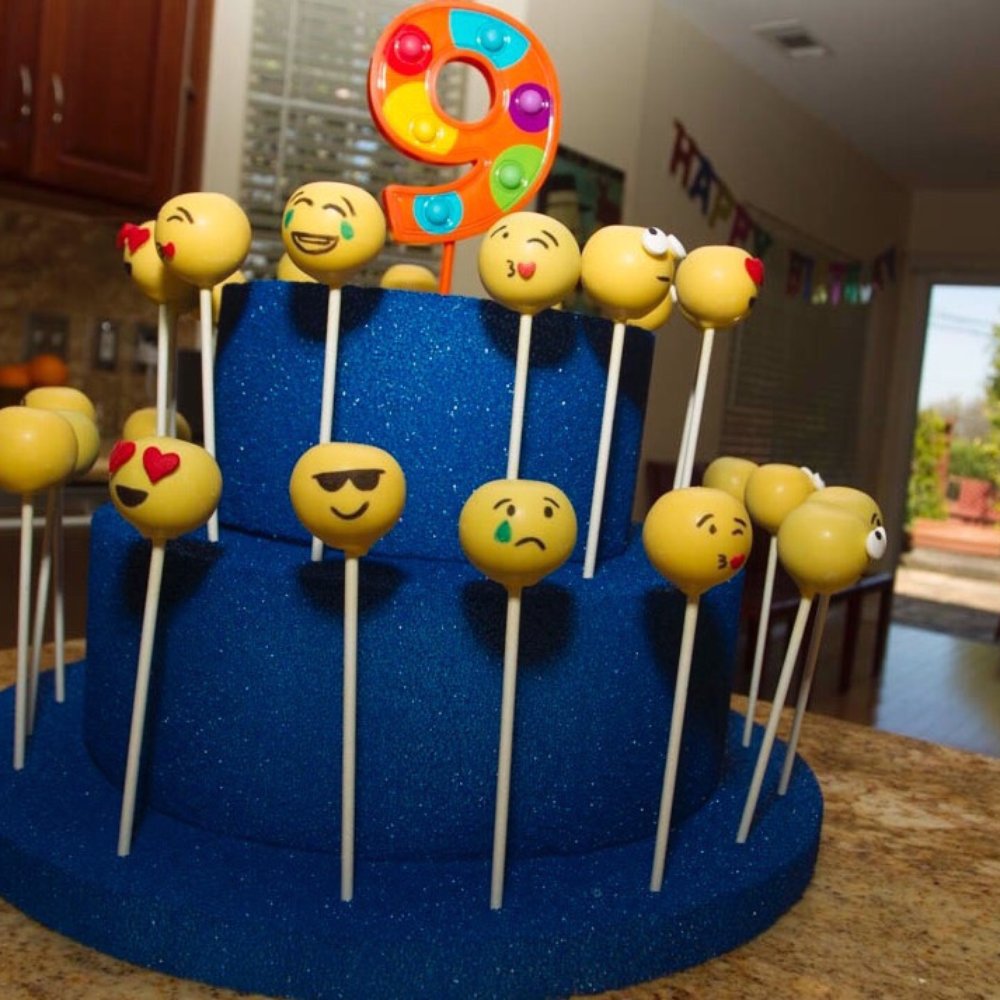 Emoji birthday cake (made our own base from styrofoam and spray paint) Emoji birthday cake (made our own base from styrofoam and spray paint)