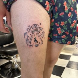 Thigh tattoo done by Adam Thigh tattoo done by Adam