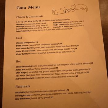 Gata - Menu - Wine Bars Near Me - San Diego, California