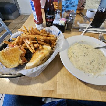 Paradise Blue Lagoon Chowder House - My Tuna Melt and bowl of Chowder. Yes, big portions - Desserts Near Me - Paradise, California Paradise Blue Lagoon Chowder House - My Tuna Melt and bowl of Chowder. Yes, big portions - Desserts Near Me - Paradise, California