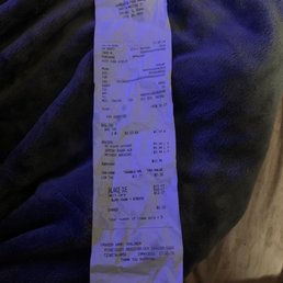 Receipt from most recent visit