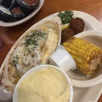 Sam's St Johns Seafood Restaurant - stuffed flounder, cheese grits, fried corn - Seafood Near Me - Jacksonville, Florida Sam's St Johns Seafood Restaurant - stuffed flounder, cheese grits, fried corn - Seafood Near Me - Jacksonville, Florida