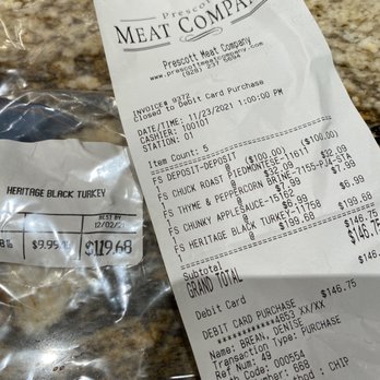 Prescott Meat - Here is the price and lbs and the receipt - Meat Shops Near Me - Prescott, Arizona