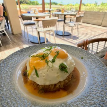 Deck. - Deck Moco.  Thick patty.  Very nice house-made gravy full with dried mushroom taste.  We asked for more gravy and they gave us a full bowl!! - Hawaiian Near Me - Honolulu, Hawaii