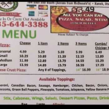 Lotsa Motsa Pizza - Google Pricing - Pizza Near Me - Kanab, Utah