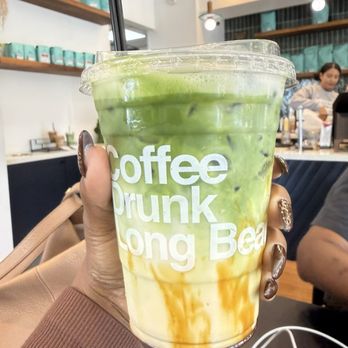 CoffeeDrunk - Pier Pressure: apple syrup, caramel drizzle, milk, & matcha - Coffee & Tea Near Me - Long Beach, California