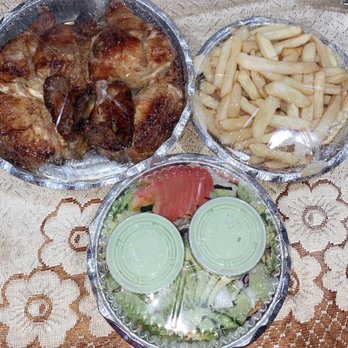 Golden Chicken - Combo #3 (Whole Chicken, Salad, Fries, Aji) - Peruvian Near Me - Bay Shore, New York Golden Chicken - Combo #3 (Whole Chicken, Salad, Fries, Aji) - Peruvian Near Me - Bay Shore, New York