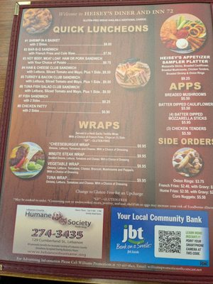 Menu photo 3 Heisey's Diner Lebanon, PA