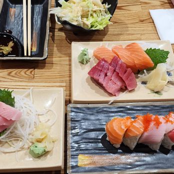 Sushi Town - Hamachi sashimi, rainbow roll, 5 slices of sashimi, salad, miso soup - Sushi Bars Near Me - San Jose, California Sushi Town - Hamachi sashimi, rainbow roll, 5 slices of sashimi, salad, miso soup - Sushi Bars Near Me - San Jose, California