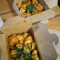 Beef pelmeni and potato pelmeni
