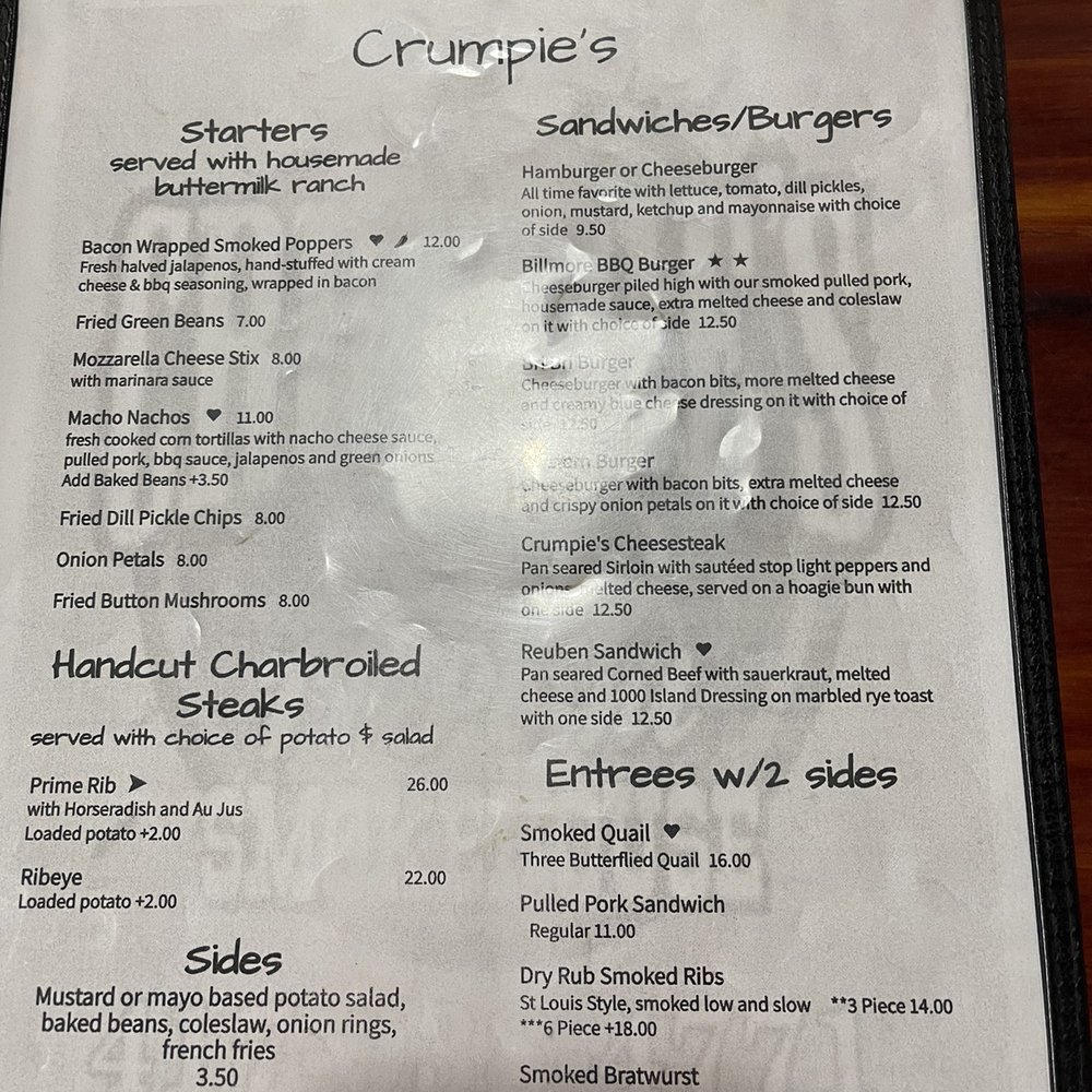 Crumpies 11 Point Smokehouse - Menu - Steakhouses Near Me - Couch, Missouri