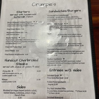 Crumpies 11 Point Smokehouse - Menu - Steakhouses Near Me - Couch, Missouri