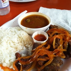 Yuquiyu Delights - Carne Fritas Plate with Rice & Beans.