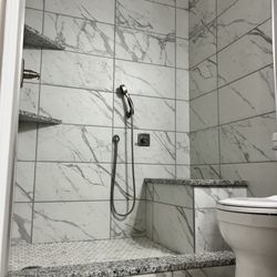 Medley's Total Home Improvements - Shower with bench seat, shelves & diverter