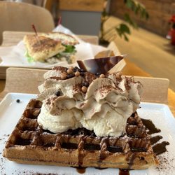 Tealips Cafe - Tiramisu mocha waffle ($14.00)