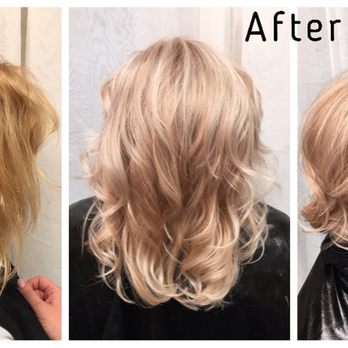 Salon Ronelle - Yellow box blonde to a Beautiful Champagne Blonde. - Hair Stylists Near Me - Temecula, California Salon Ronelle - Yellow box blonde to a Beautiful Champagne Blonde. - Hair Stylists Near Me - Temecula, California